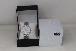 An as new Swiss Made Leica chronograph watch in silver.