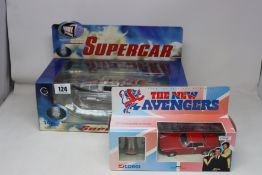 Three New Avengers die cast cars to include Gambit's Jaguar XJS and Steed's Range Rover (All boxes