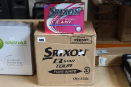 Twelve boxes of Srixon Soft Feel Lady golf balls (12 items per box).