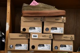 Five pairs of as new Straye Stanley brown suede sneakers (UK 6.5, 7, 8, 10, 10.5).