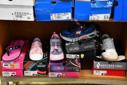 Five pairs of children's assorted as new Skechers footwear.