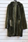 An as new Oui faux fur hooded coat in olive (Size 42 - RRP £399).