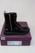 A pair of ladies as new Carvella Strategy 2 Black Patent Ankle Boots (EU 41).