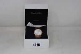 As new ladies Calvin Klein Supreme rose gold watch (K6C2X646).