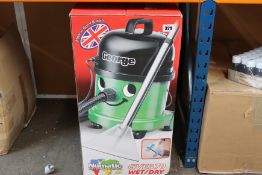 A boxed as new Numatic International GVE370 wet/dry vacuum cleaner.