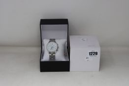 An as new Swiss Made Leica chronograph watch in silver.