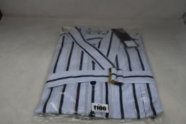 An as new Palmer//Harding navy stripes cotton boyfriend shirt with strap collar detail (Size 16 -