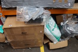 A shelf of industrial and related items.