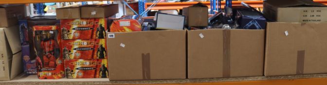 A quantity of Doctor Who merchandise to include mugs, posters, action figures and drinking bottles.