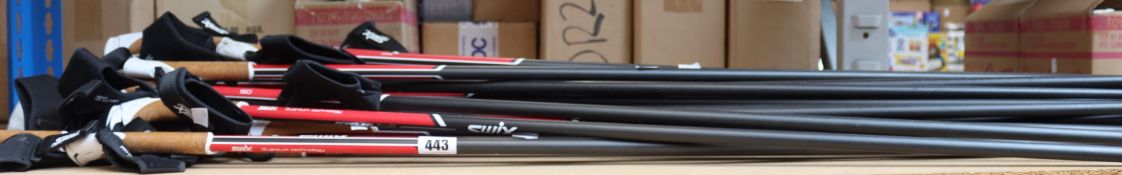 A quantity of SWIX Roadline 2 Roller-Ski Poles in various sizes (Approximately 30 poles).