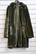 An as new Oui faux fur hooded coat in olive (Size 40 - RRP £399).