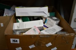 A box of assorted as new luxury beauty products.