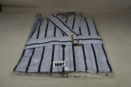 An as new Palmer//Harding navy stripes cotton boyfriend shirt with strap collar detail (Size 6 - RRP