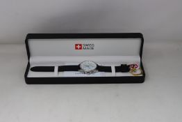 An as new Swiss Made Leica chronograph watch in silver.