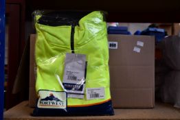 Eleven as new Portwest Xenon Rugby sweatshirts in yellow (M - XXL).