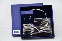 A boxed as new Swarovski Tennis Deluxe V Mixed Set, White, Rhodium Plated 5575495.