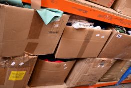 Seven boxes of assorted clothing and related items.