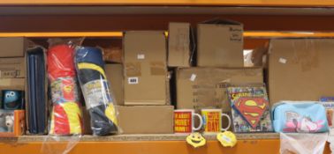 Assorted as new British film/TV novelties to include mugs, card games, alarm clocks and towels