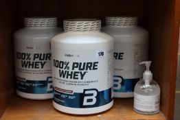 Three as new BioTech 100% Pure Whey protein drink powder (Chocolate flavour 3 x 2270 grams, EXP 10/