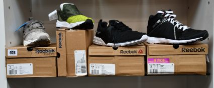 Four pairs of as new Reebok trainers; Furylite JF (UK 8), Furylite Slip-on Knit (UK 4), ZPump Fusion