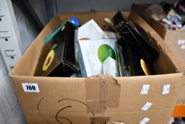 A box of assorted beauty masks to include hydrating, cleansing, soothing and related items.