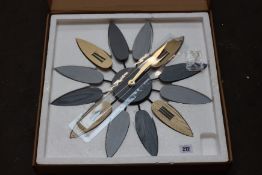 Three floral shaped wall clocks.