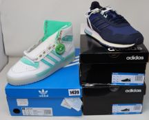 Two pairs of women's as new Adidas 8K 2020 trainers (UK 6) and a pair of Adidas Rivalry (UK 9).