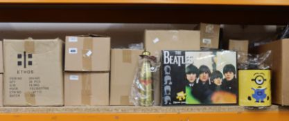 Assorted as new British film/TV novelties to include mugs, puzzles, games and drinking bottles