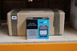 Ten boxed as new Euroseal 13A 2 gang switched sockets WP4100 (Double pole lockable).