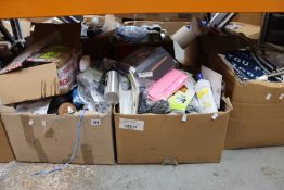 Five boxes of miscellaneous items.