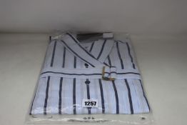 An as new Palmer//Harding navy stripes cotton boyfriend shirt with strap collar detail (Size 14 -