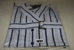 An as new Palmer//Harding navy stripes cotton boyfriend shirt with strap collar detail (Size 8 - RRP