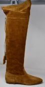 A pair of as new Celine Paris over the knee flat boot in suede calfskin (EU 39 - RRP £600).