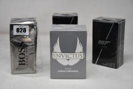 A Paco Rabanne Invictus Aqua eau de toilette (100ml), two 007 Seven Intense eau de parfum (2