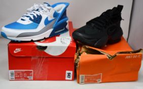 A pair of as new Nike Air Max 90 Flyease (UK 13) and Nike Air Max Alpha Savage 2 (UK 8 - Damaged