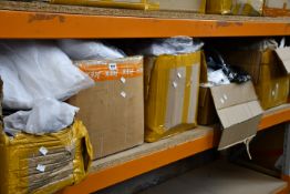 Five boxes of as new clothing and related items.