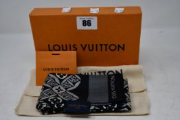 An as new Louis Vuitton Black Noir monogram bandeau neckerchief (One stitch of tag is loose but item