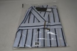 An as new Palmer//Harding navy stripes cotton boyfriend shirt with strap collar detail (Size 6 - RRP