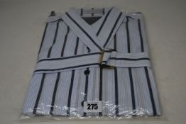 An as new Palmer//Harding navy stripes cotton boyfriend shirt with strap collar detail (Size 8 - RRP