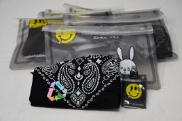 Five as new DUOltd and Natasha Zinko Duo bandana masks (RRP £50 each).