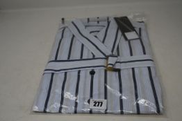 An as new Palmer//Harding navy stripes cotton boyfriend shirt with strap collar detail (Size 8 - RRP