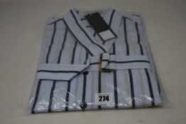 An as new Palmer//Harding navy stripes cotton boyfriend shirt with strap collar detail (Size 10 -