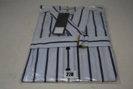 An as new Palmer//Harding navy stripes cotton boyfriend shirt with strap collar detail (Size 6 - RRP
