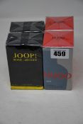 Two as new Hugo Boss Iced eau de toilette (2 x 75ml) and two as new Joop Homme Absolute eau de