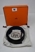 An as new Hermes leather belt and buckle.