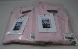 Four women's as new Desmond & Dempsey L'Oiseau Royal Embroidery Pink lounge shirts (All S).