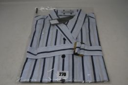 An as new Palmer//Harding navy stripes cotton boyfriend shirt with strap collar detail (Size 14 -