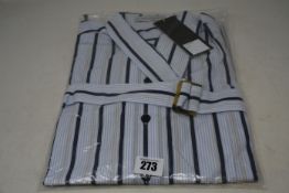 An as new Palmer//Harding navy stripes cotton boyfriend shirt with strap collar detail (Size 14 -