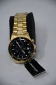 A men's as new Emporio Armani AR5857 gold chronograph watch (No box included).