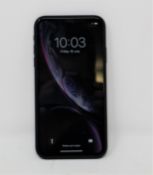 A pre-owned Apple iPhone XR (Global/A2105) 64GB in Black (Checkmend report ID: CM17282119-A1E1A).